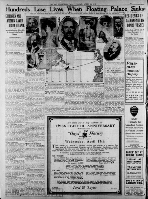 The San Francisco Call du 16/04/1912